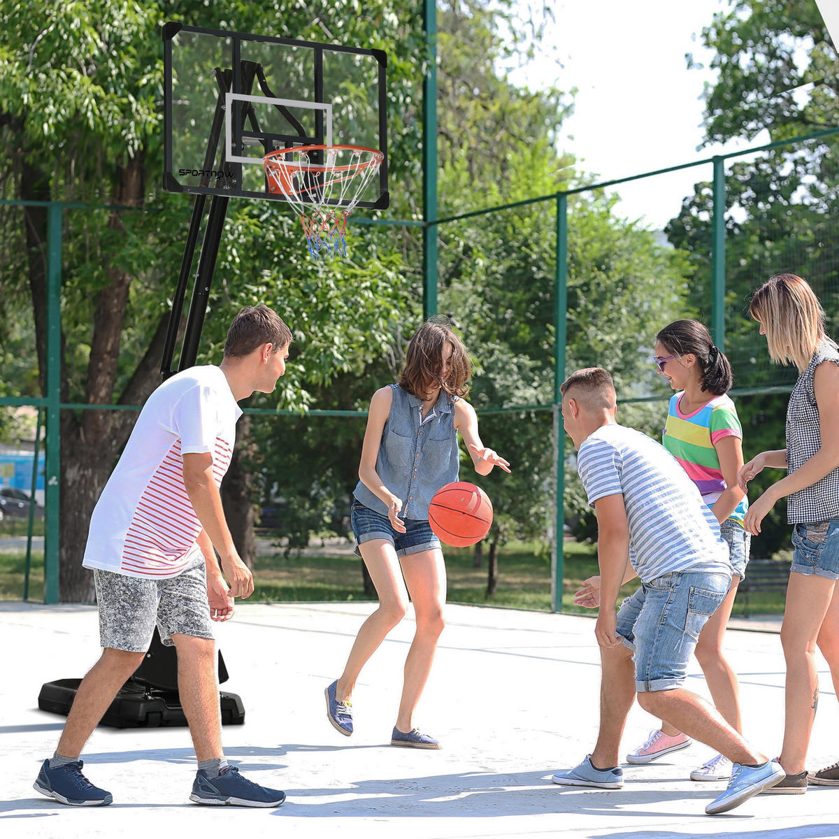 BASKETBALLSTÄNDER 236–293 cm Basketballkorb mit Ständer, Rollen Basketballanlage - Schwarz, Metall (70.5/111cm) - SPORTNOW