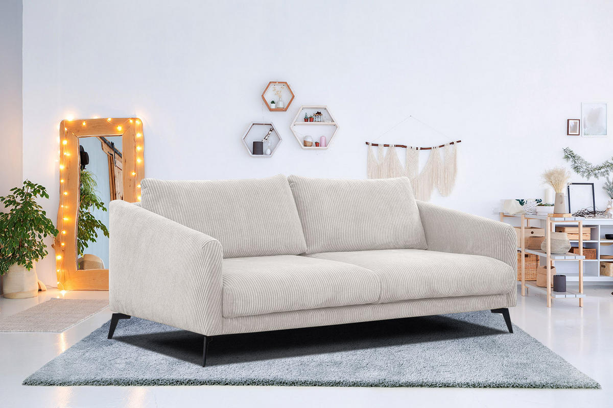 SOFA VILT 3-Sitzer, weiß - Schwarz/Weiß, Holzwerkstoff/Kunststoff (202/89/94cm) - Courtois Laville