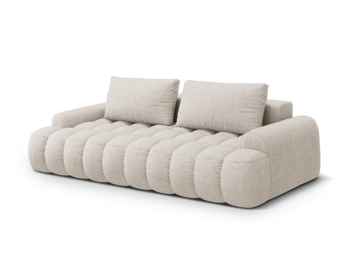 AUSKLAPPBARES-SOFA mit Bettkasten Linz aus strukturiertem Stoff beige 4 Sitzplätze - Beige, Textil (100/84/250cm) - Cosmopolitan Design