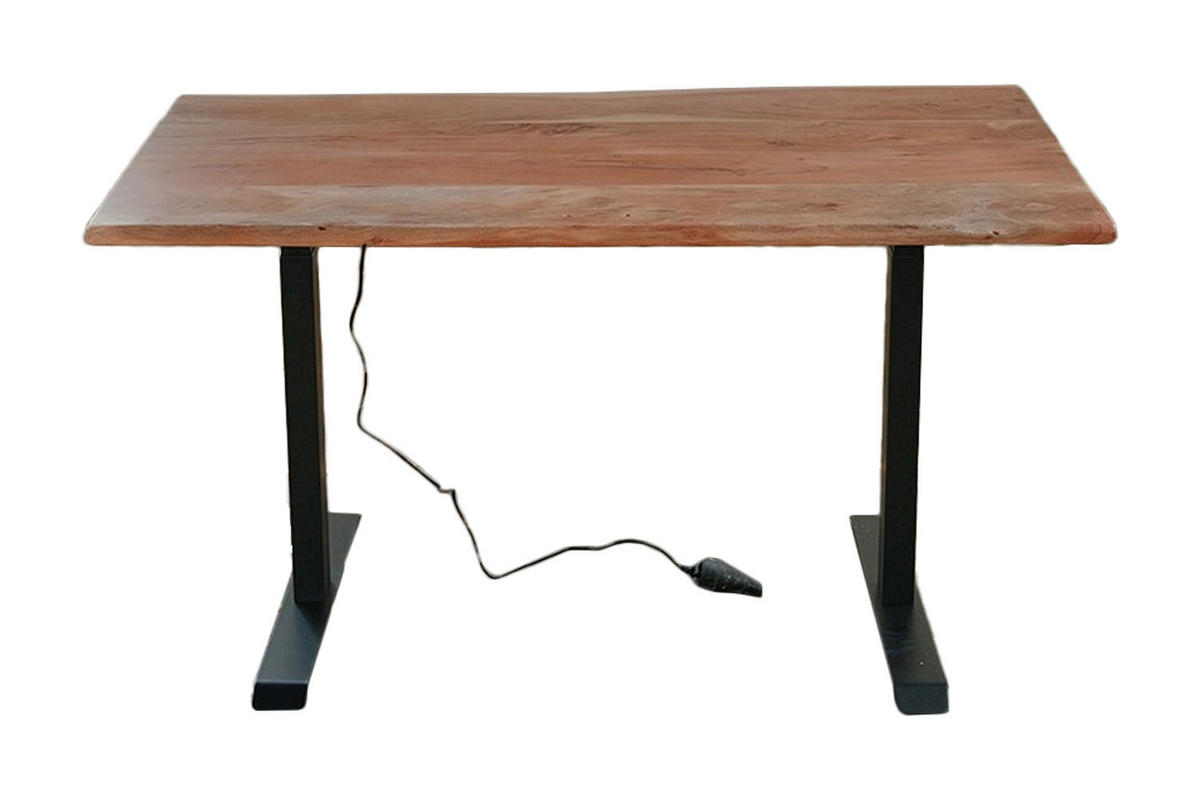 SCHREIBTISCH LORA elektrisch höhenverstellbar Nussbaum Dekor Akazie - Nussbaumfarben/Schwarz, Holz (180/90/72cm) - KAWOLA