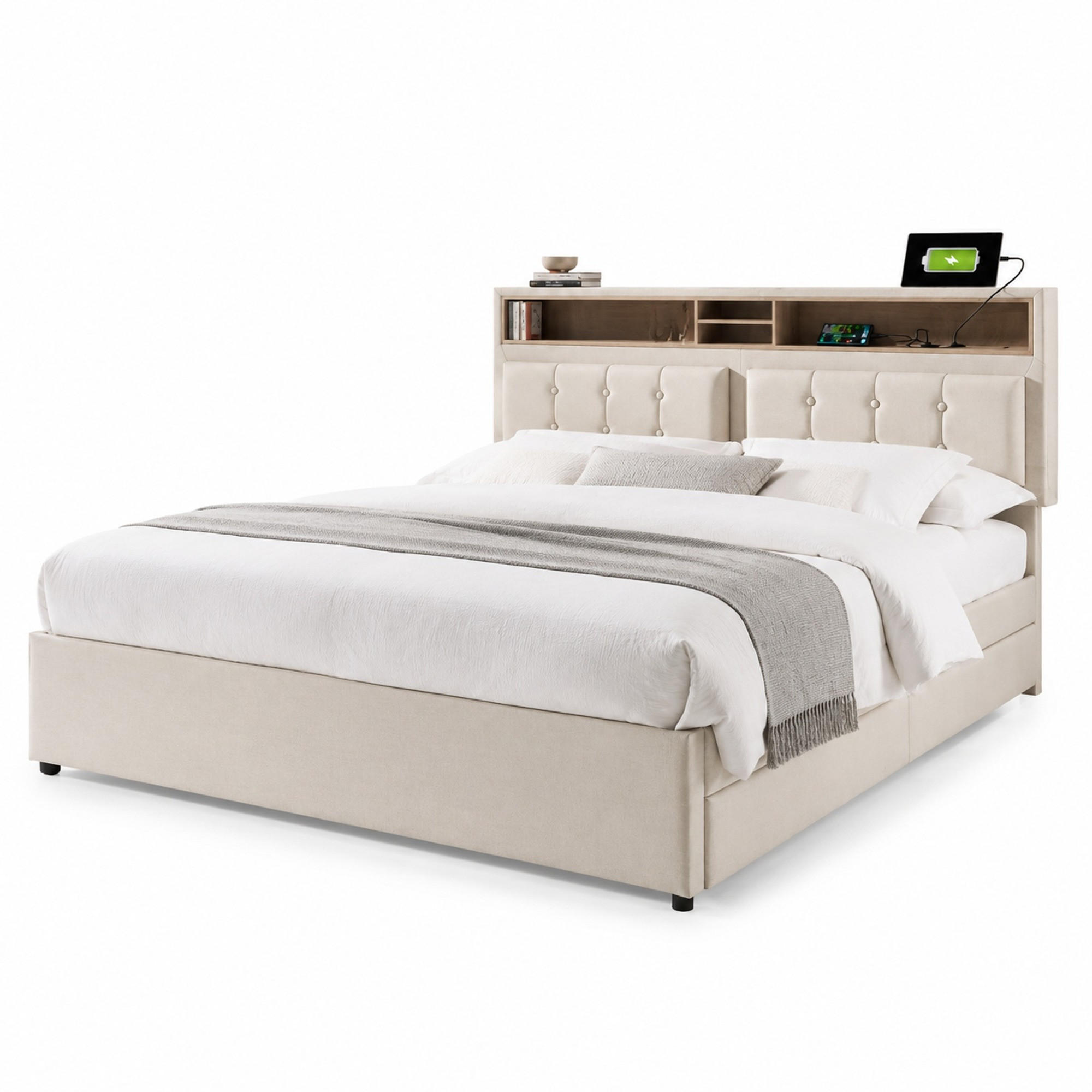 Mivray Polsterbett Beige 140x200 cm