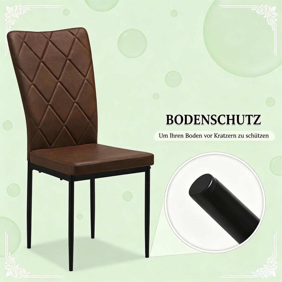 STUHL-SET DE-36120 4 Stück mit Kunstlederbezug Dunkelbraun - Dunkelbraun, Metall (42.5/94.5/40cm) - ComfortXL
