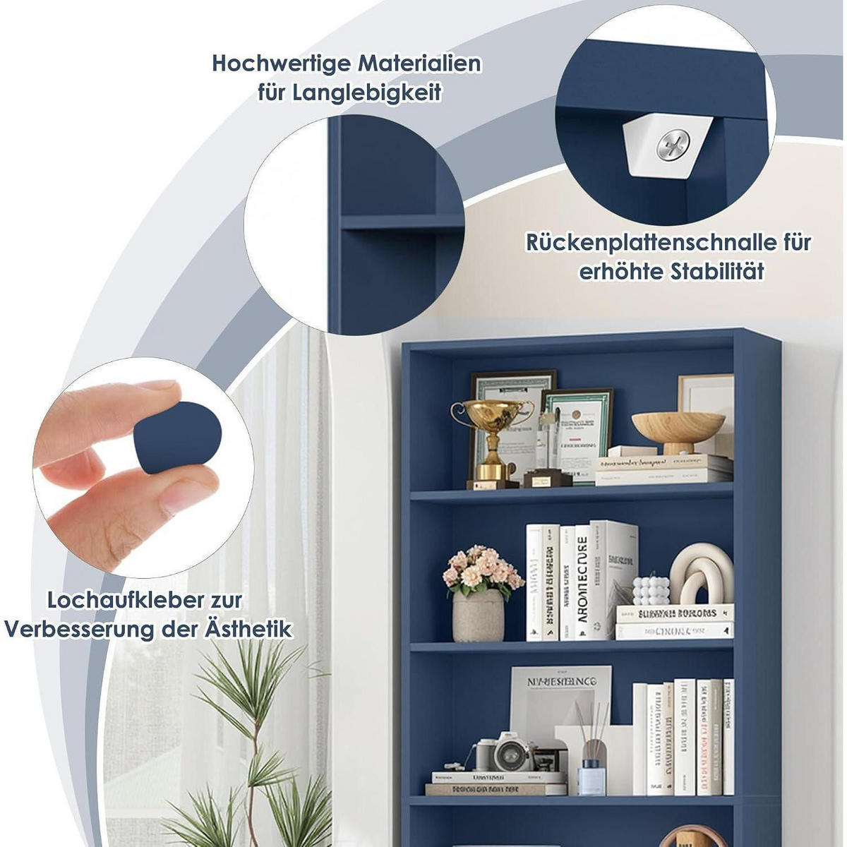 BÜCHERREGAL 6 Fächer 180 x 60 x 23,5 cm blau - Blau, Holzwerkstoff (60/180/23.5cm)