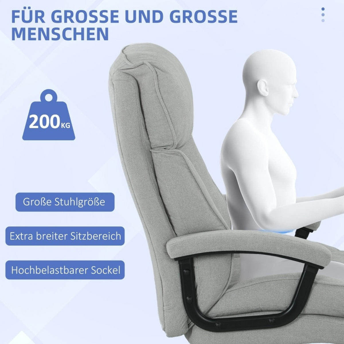 DREHSTUHL 79/68,5/117-125 cm hellgrau aus Polyester höhenverstellbar - Hellgrau, Kunststoff (68.5/125/79cm) - OKWISH