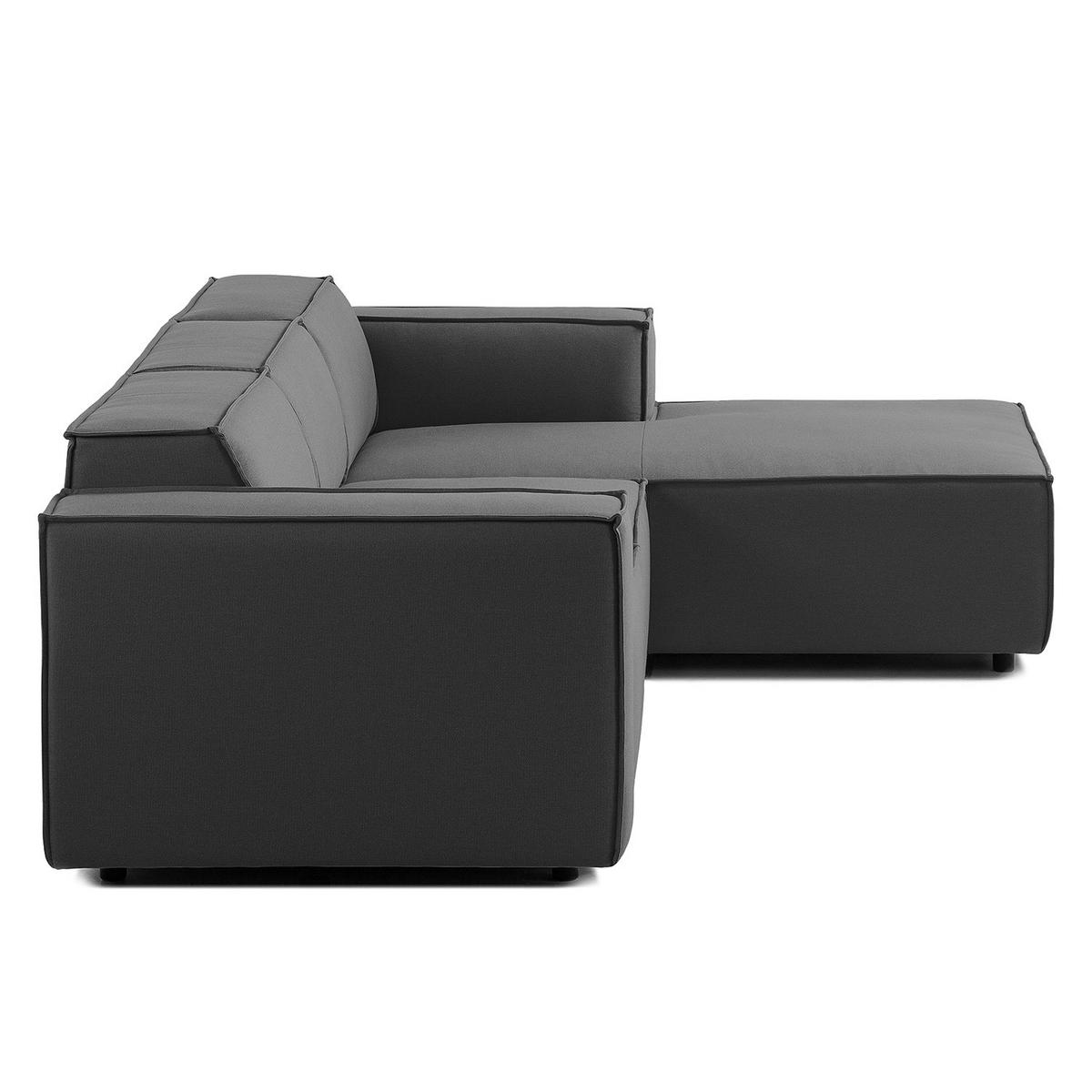 ECKSOFA mit Longchair - Anthrazit/Schwarz, Kunststoff/Textil (260/177cm) - home24