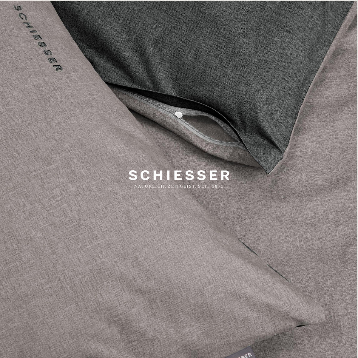 KISSENHÜLLENSET Doubleface - Renforcé - 2-teilig - 40 x 80 cm - Grau-Schwarz - Schwarz, Textil (40/80cm) - SCHIESSER