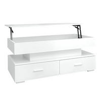 COUCHTISCH 100/50/44 cm weiß aus Spanplatte mit Höhenverstellung, LED-Beleuchtung und Stauraum - Weiß, Holzwerkstoff (100/50/44cm) - OKMYHOME