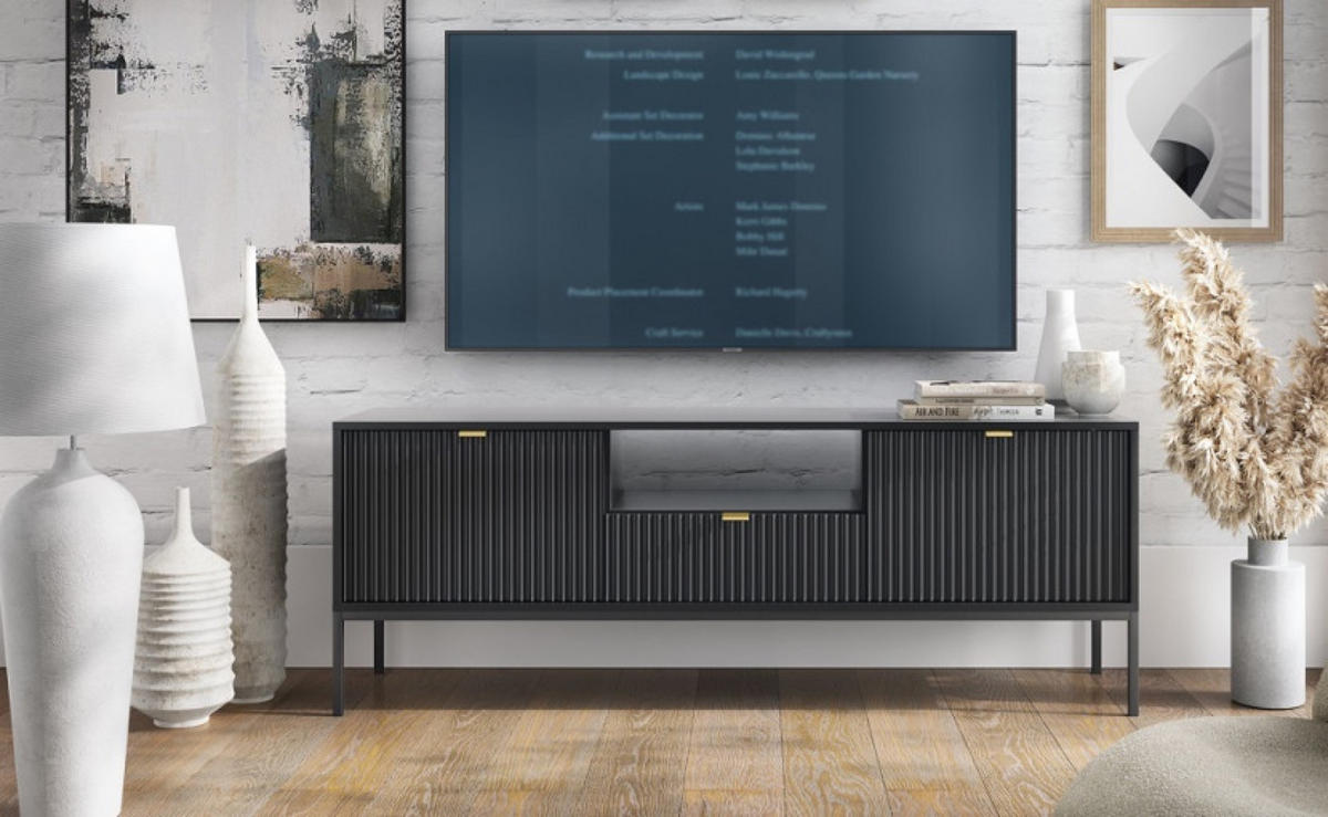 TV-LOWBOARD Schwarz NEW Schwarz - Schwarz, Holzwerkstoff (154/56/39cm) - Sepro Meble