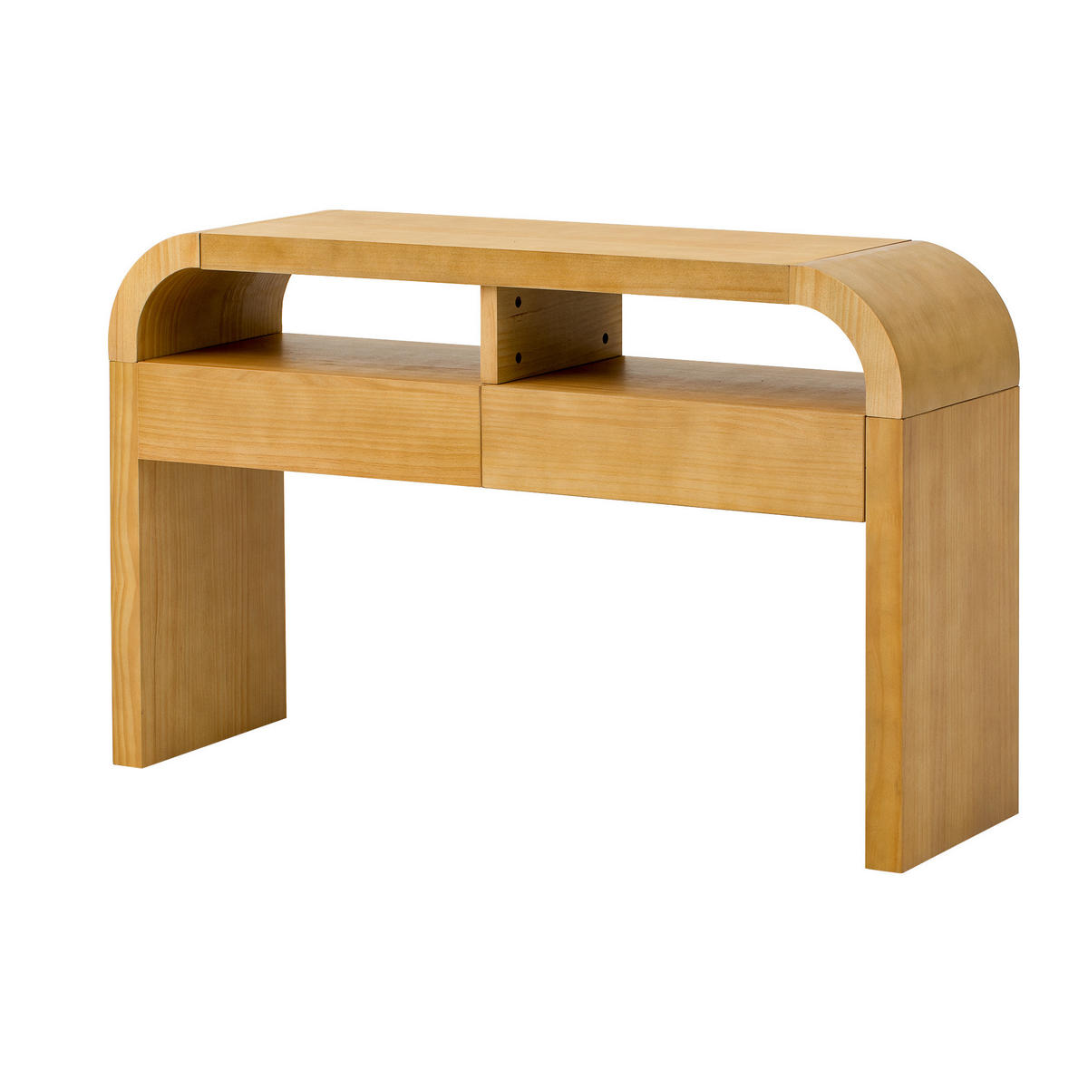 KONSOLENTISCH 120/35,5/76,5 cm in Natur mit 2 Schubladen und offenen Fächern - Naturfarben, Holzwerkstoff (120/35.5/76.5cm) - Flora Grace
