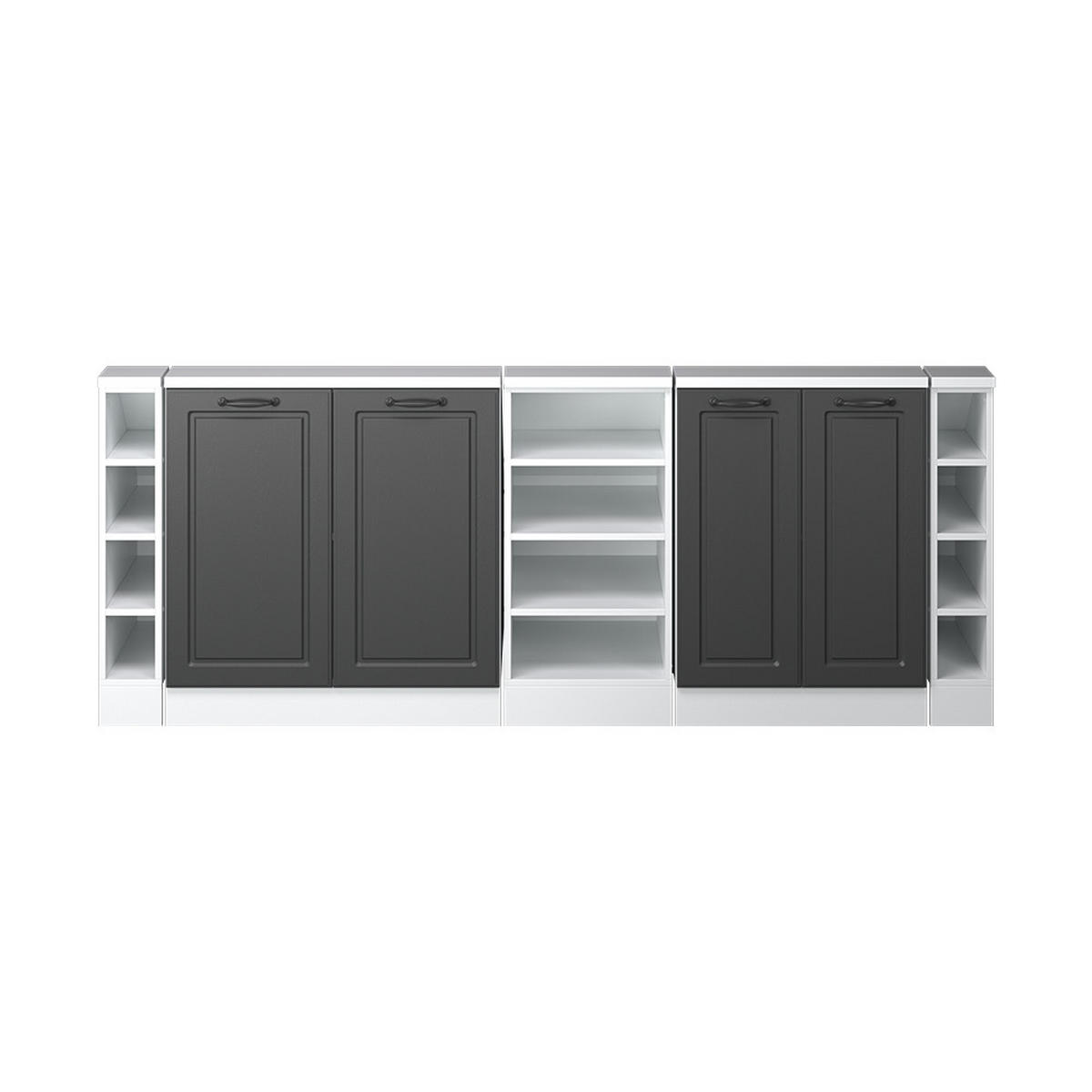 DACHSCHRÄGENSCHRANK-SET Rion Anthrazit Landhaus/Weiß 5er Set - Anthrazit/Weiß, Holzwerkstoff (215/81.6/46cm) - Vicco