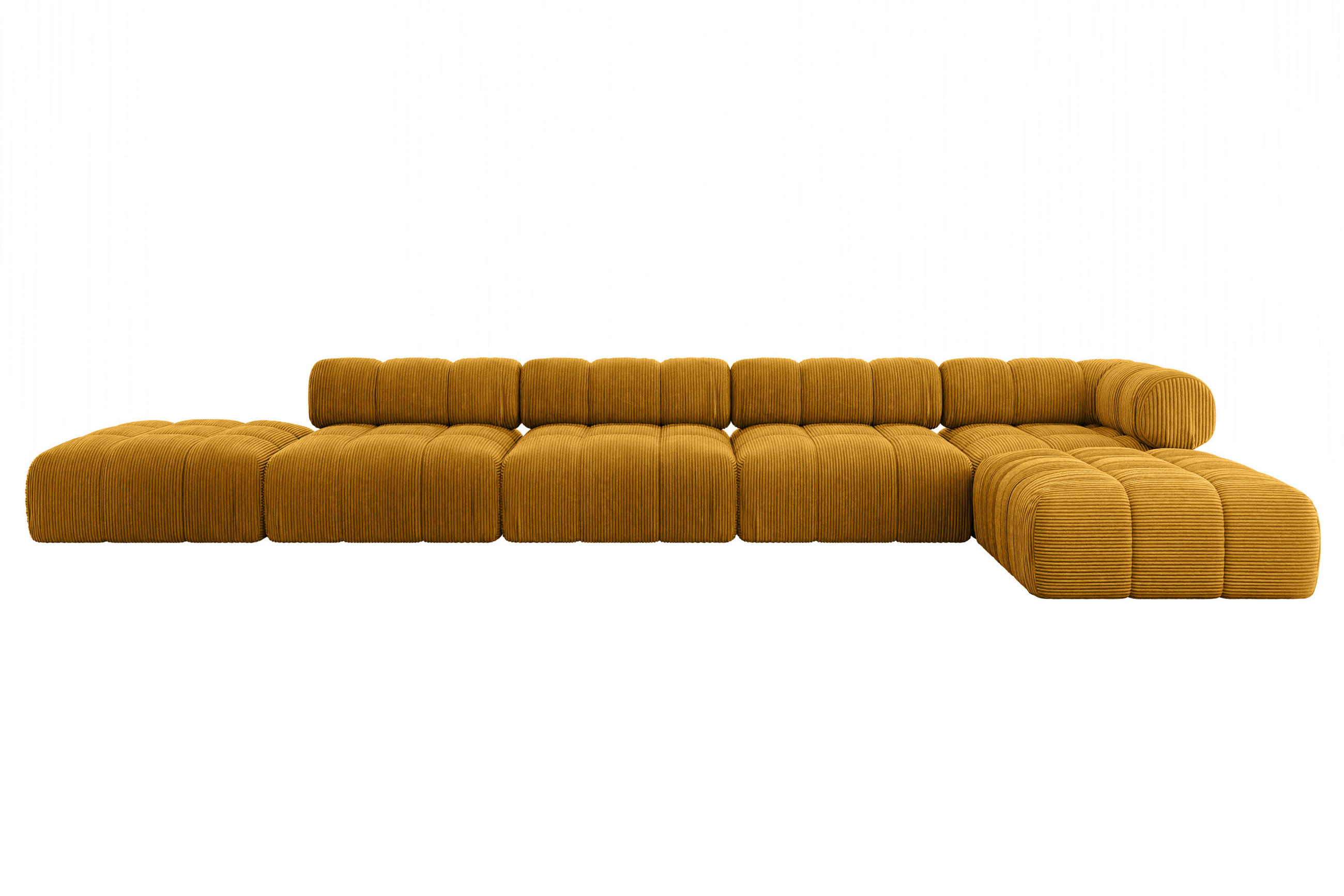 ECKSOFA modulares Sofa Kerru-L3 - 475x190x70 cm Senfgelb Cord - Currygelb, Holzwerkstoff/Textil (475/190cm) - ALTDECOR
