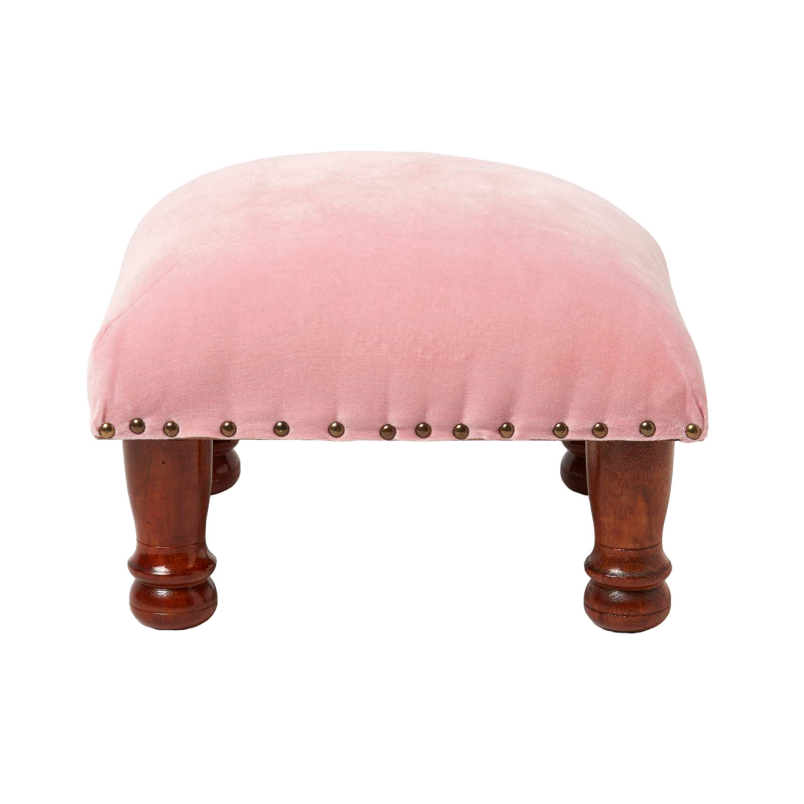 SAMT-HOCKER Mable, rosa mit Holzbeinen, 40/40/25 cm - Rosa, Textil (40/25/40cm) - Homescapes