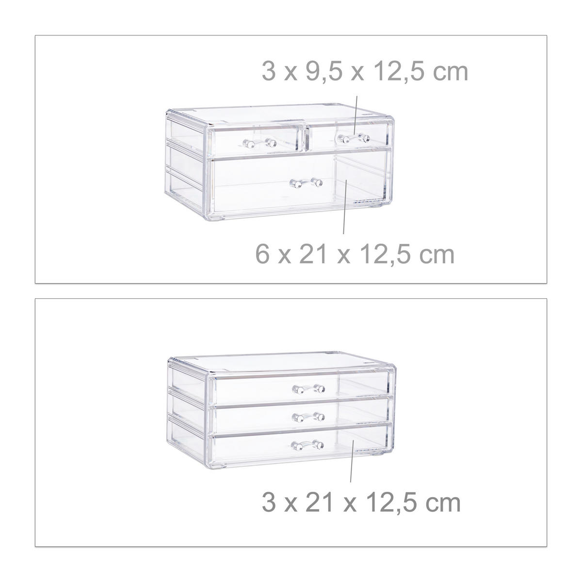 KOSMETIKORGANIZER - Transparent, Kunststoff (23.5/29/14cm) - Relaxdays
