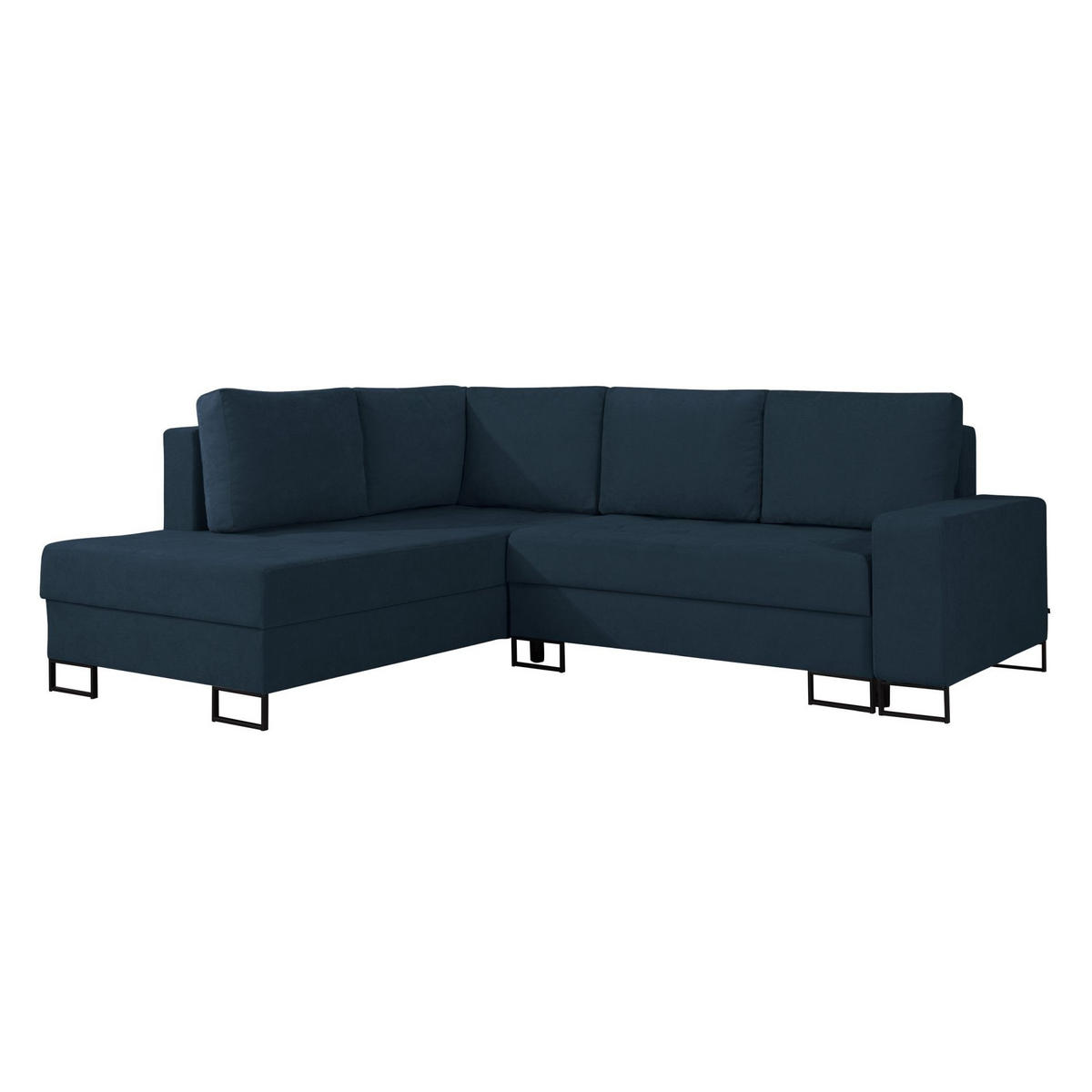 ECKSOFA Larelle Dunkelblau Chenille 245 cm - Schwarz/Dunkelblau, Textil/Metall (245/200cm) - Selsey