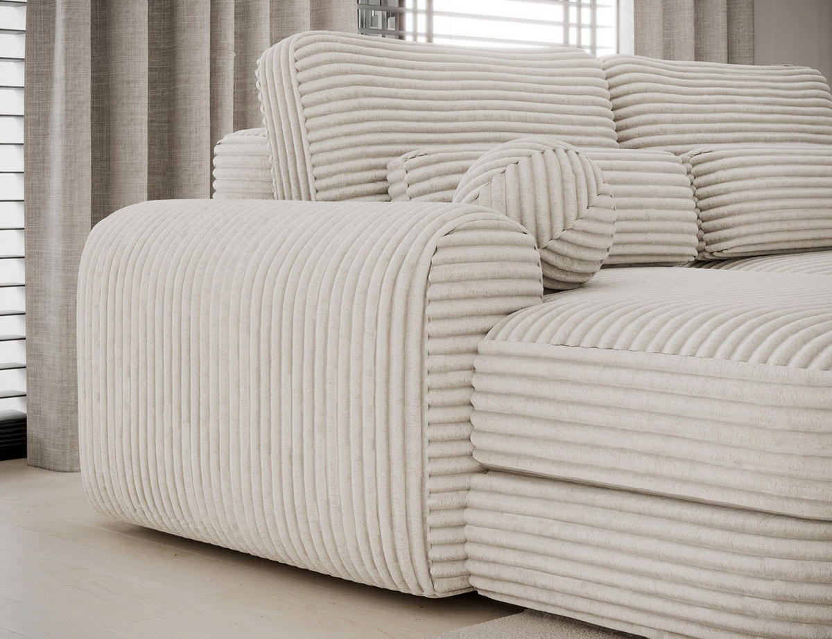 ECKSOFA RIPELI L-Form mit Schlaffunktion & Bettkasten – Modernes 3-Sitzer Sofa, Wellenfederung, 217 × 175 cm - Schwarz/Weiß, Kunststoff (217/175cm) - Wohnideebilder