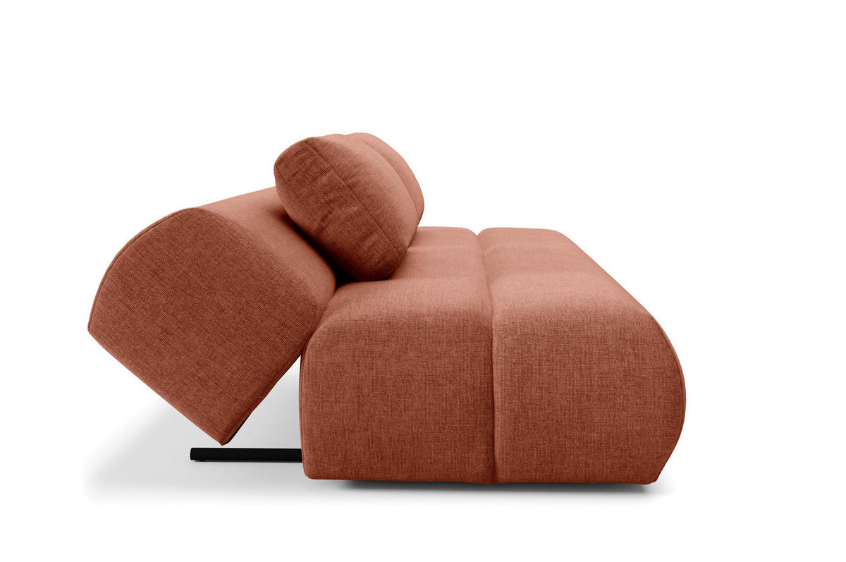 BETTSOFA ATOMO Orange Chenille-Stoff mit Schlaffunktion - Orange, Holz (217/82/134cm) - MASSENO