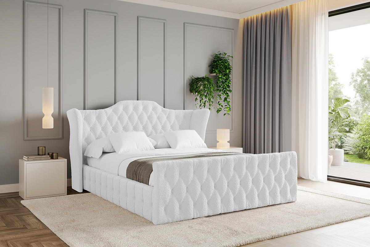 POLSTERBETT mit Bettkasten, Fußteil und Lattenrost, Boxbett ohne Matratze - MODY-Z 180x200 Weiß - Weiß, Holzwerkstoff/Textil (180/200cm) - ALTDECOR