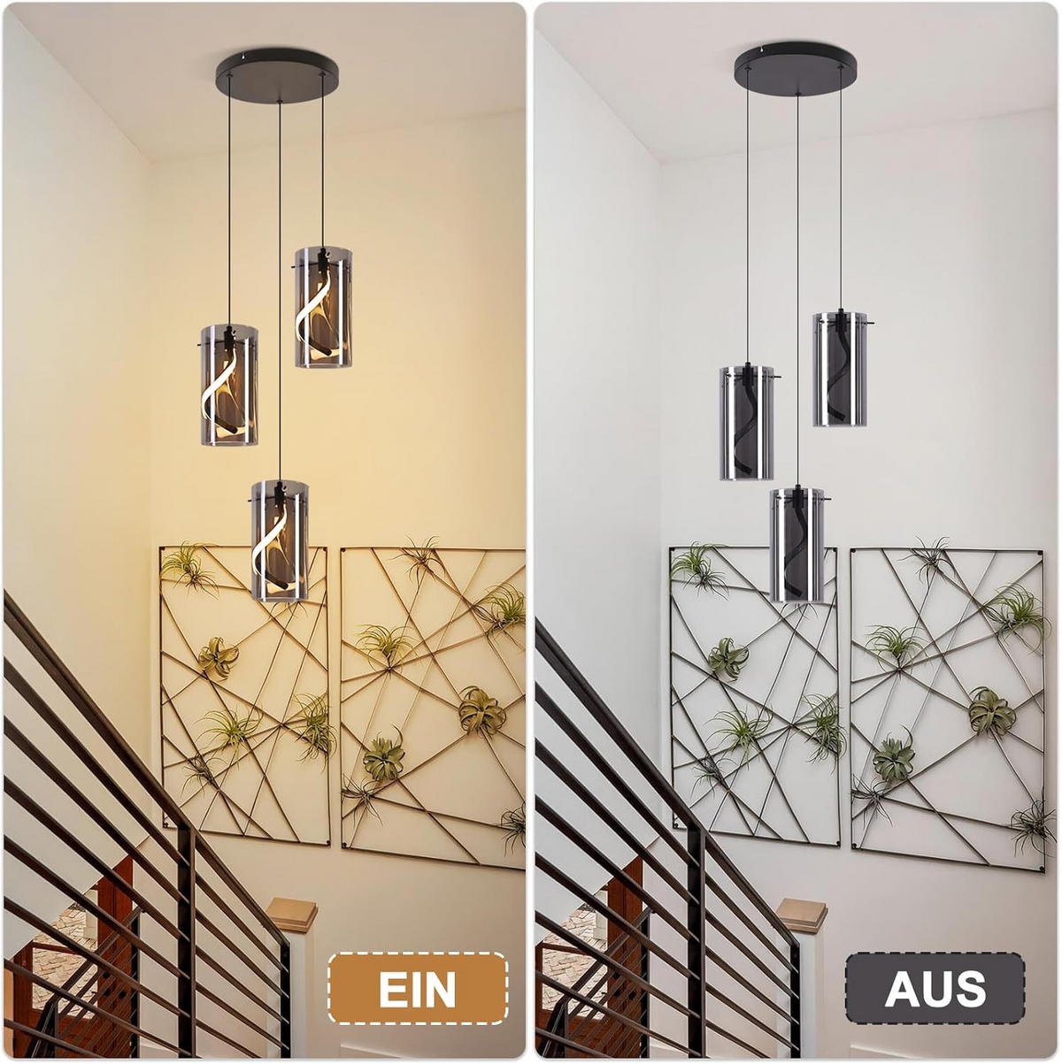 LED závěsné světlo Castillo III 25/25/150 cm - černá, kov (25/25/150cm) - Nettlife