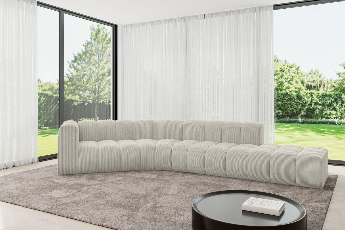ECKSOFA modulares Sofa Tilmo-L1 - 399x194x70 cm Creme - Hellgrau/Creme, Holzwerkstoff/Textil (399/194cm) - ALTDECOR