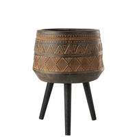 BLUMENTOPF DREIBEINIG - Kunststoff - Braun - Ø 43 cm - Braun, Kunststoff (43/56.5cm) - J-Line