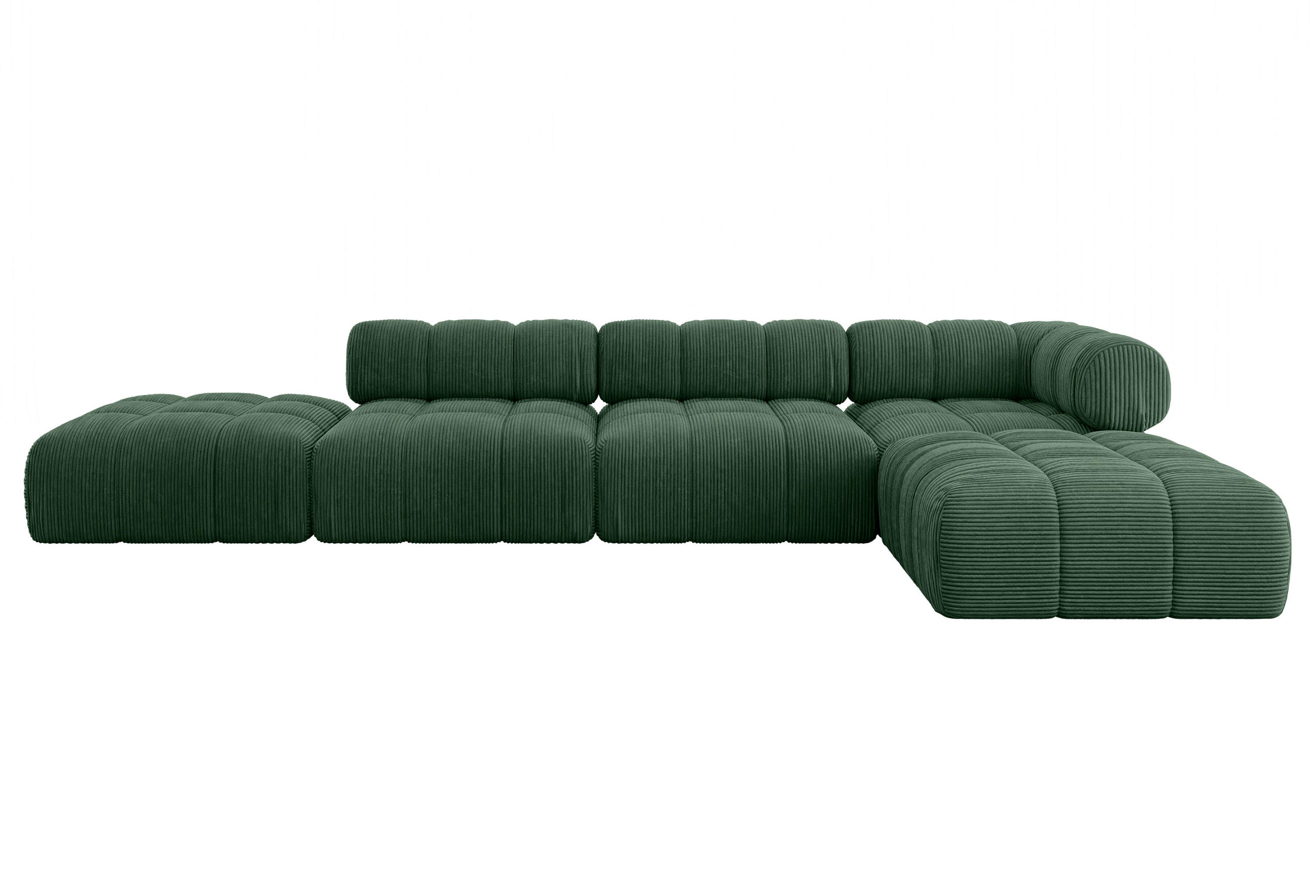 ECKSOFA modulares Sofa Kerru-L2 - 380x190x70 cm Grün Cord - Grün, Holzwerkstoff/Textil (380/190cm) - ALTDECOR