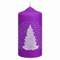 ADVENTSKERZEN Skadi in Samtlook Purple Lila 12 x 6 cm, 4er Set - Lila, Paraffin (6/12/12cm) - Kopschitz Kerzen