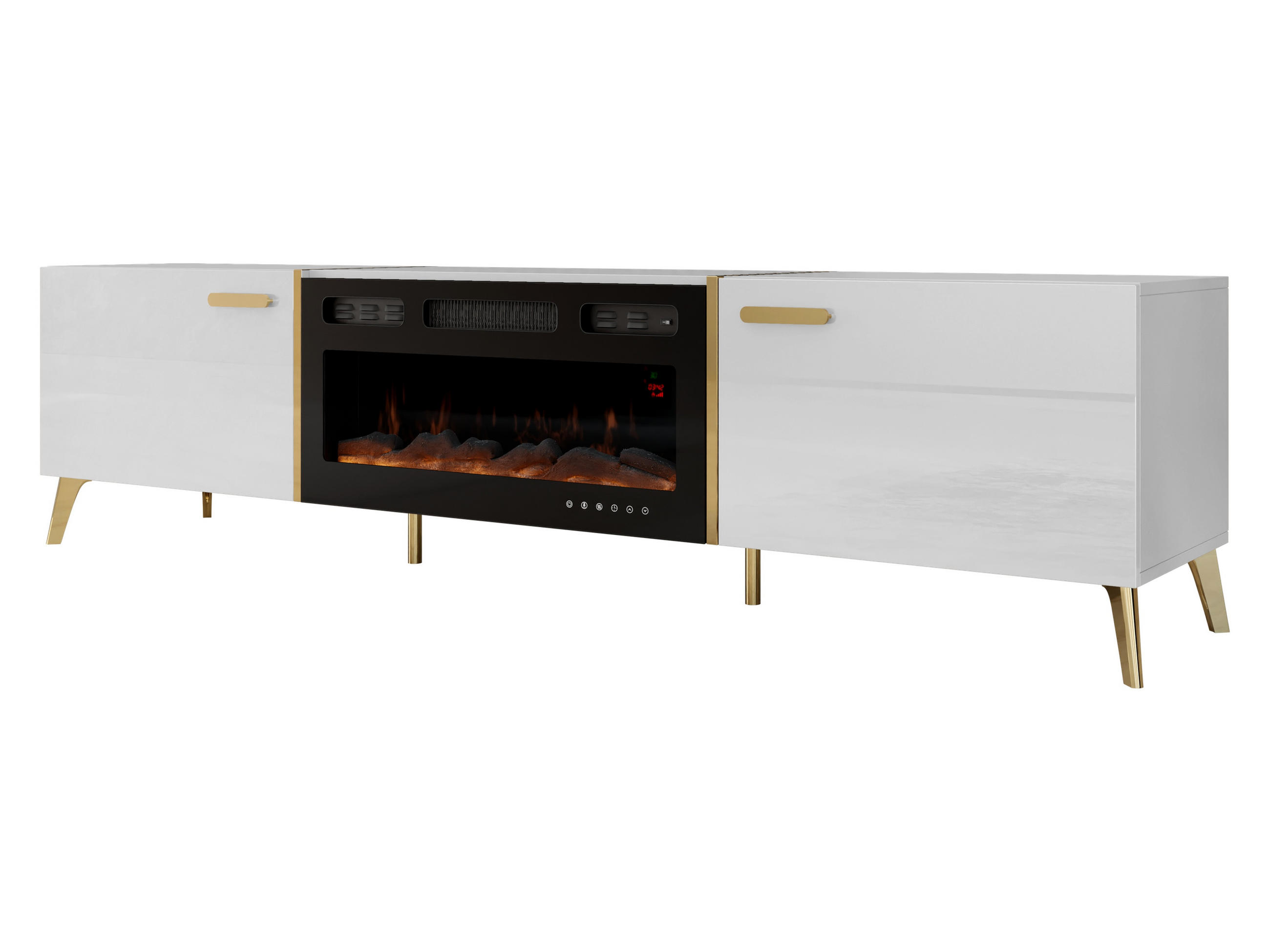 Mirjan24 Tv-Lowboard Weiß, Gold 214x50x38 cm
