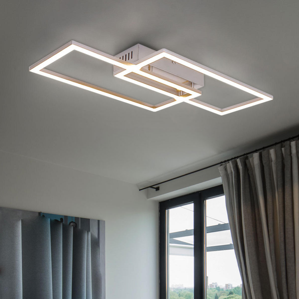 LED DECKENLEUCHTE MUNNI Silber Opal - Silberfarben, Metall (52/24.2/6.2cm) - Globo Lighting