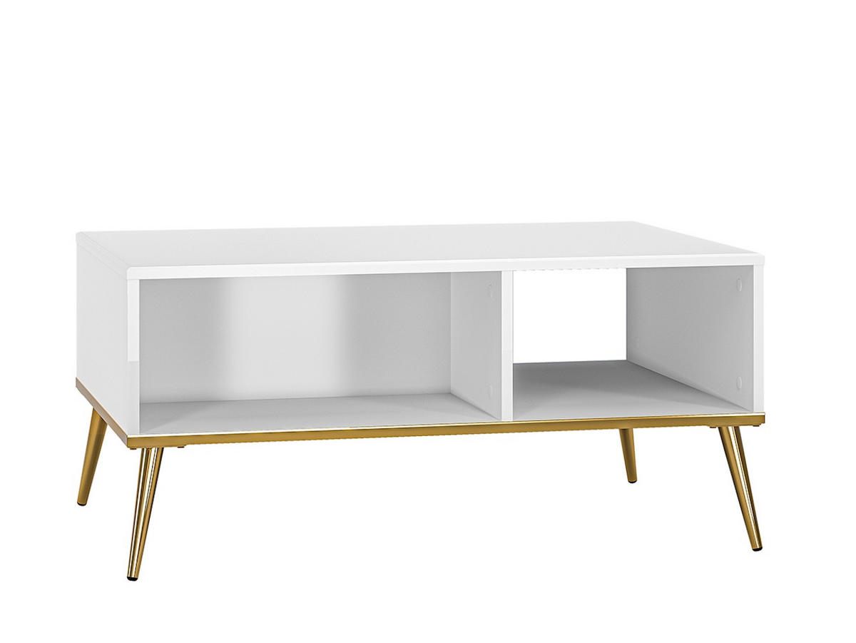 COUCHTISCH Goldin weiß 90 / 60 / 42cm - Weiß, Holz/Holzwerkstoff (60/90/42cm) - Feldmann-Wohnen