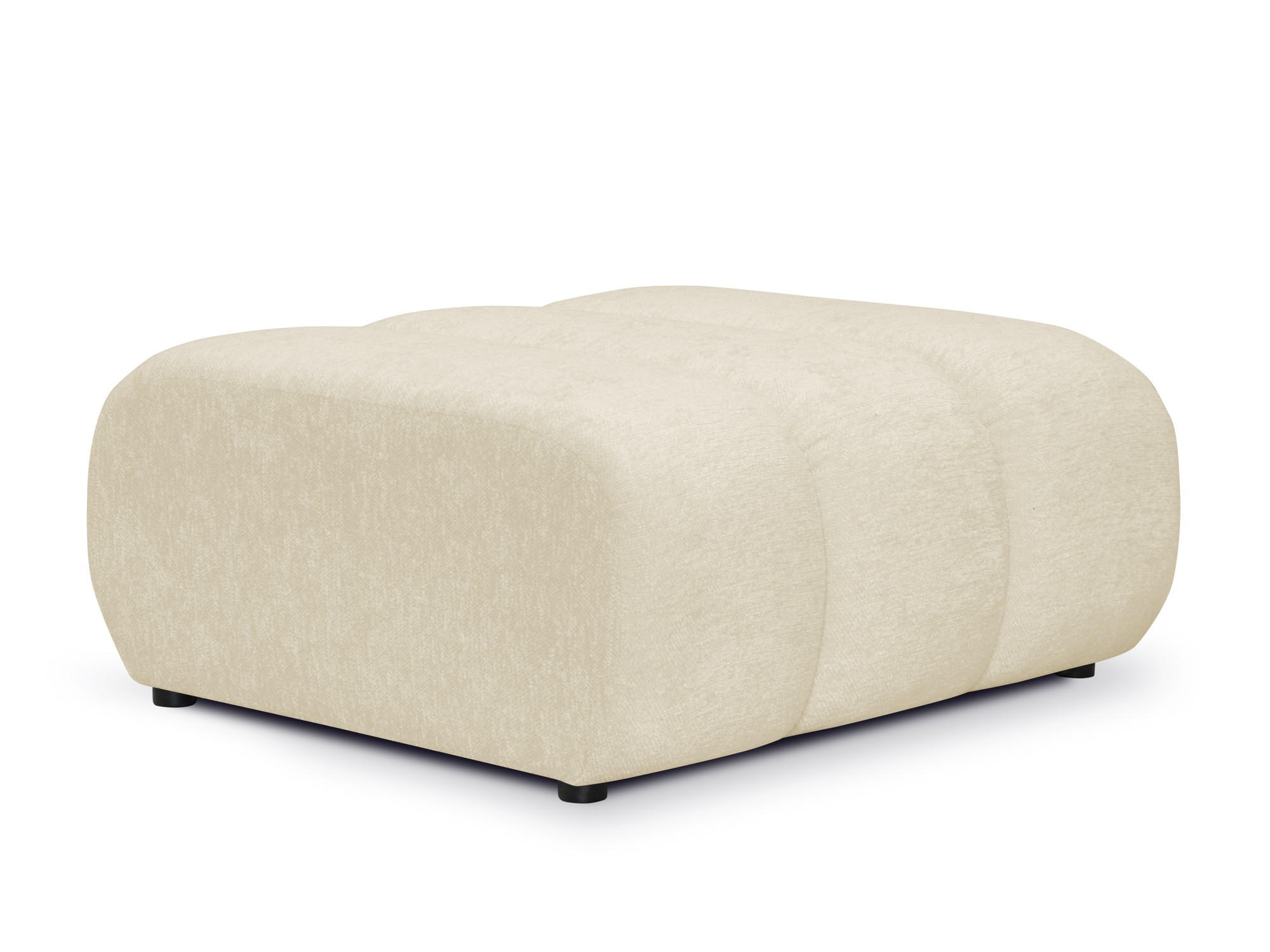 POUF Chenille Stoff Beige - Hellbraun/Schwarz, Holzwerkstoff/Kunststoff (94/40/89cm) - Makamii