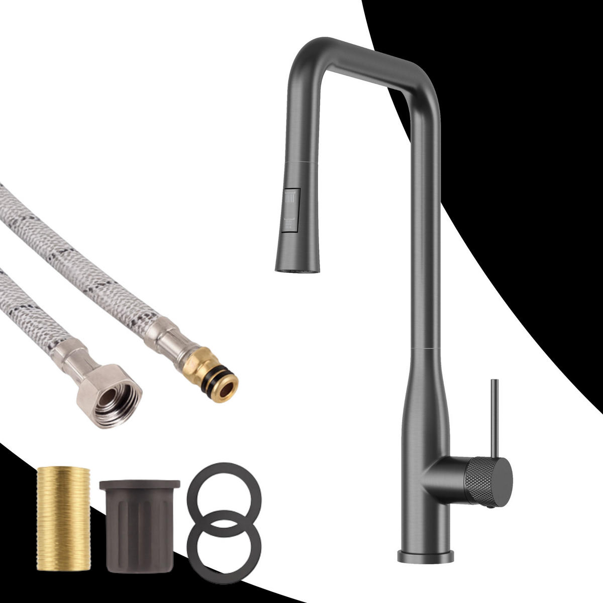 KÜCHENARMATUR Vector Gun Grey - Grau, Metall (27/46/27cm) - Granitan