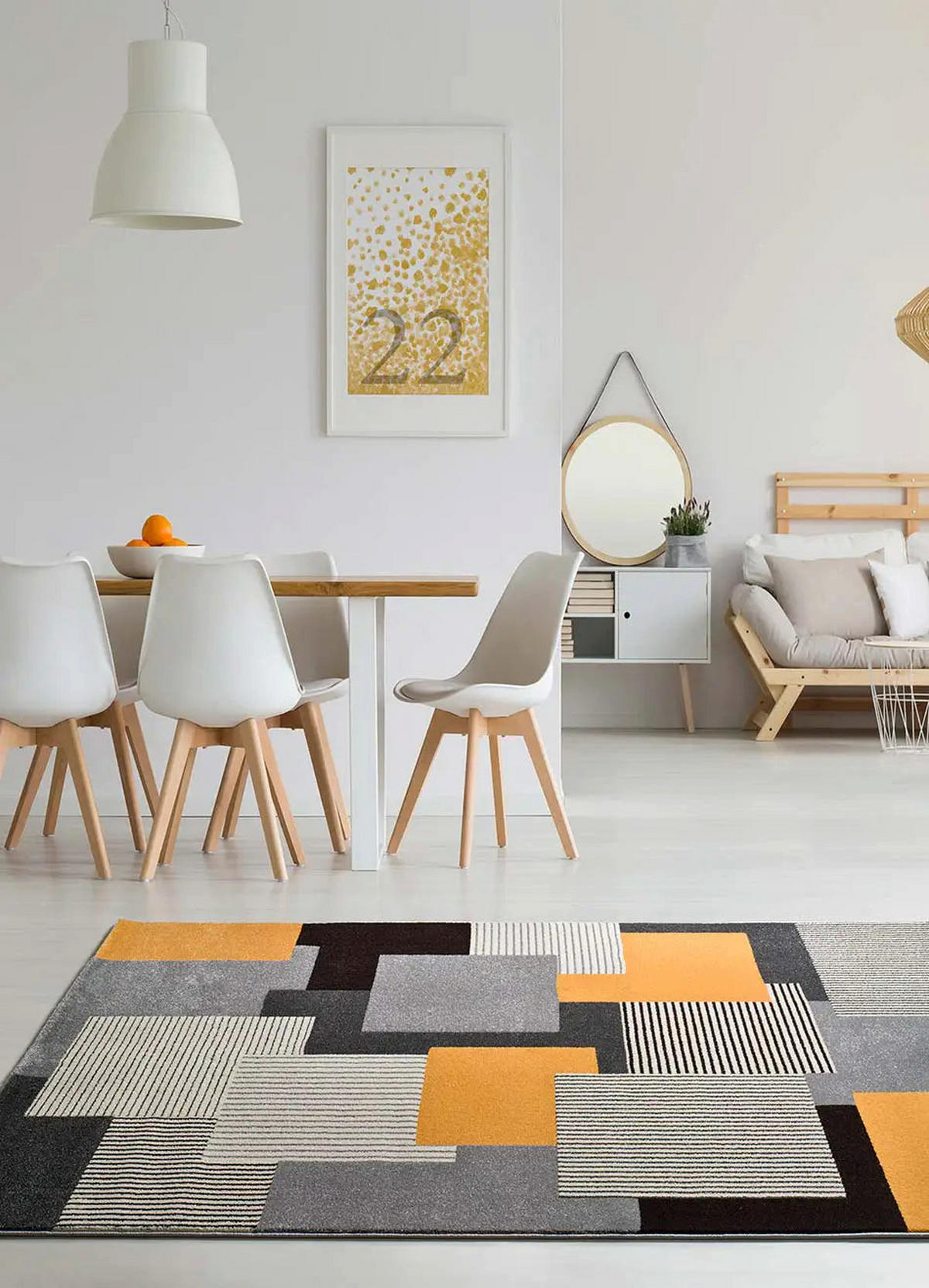 WEBTEPPICH Grau Leo 140/200 cm - Dunkelgelb/Grau, Naturmaterialien/Textil (140/200cm) - Atticgo