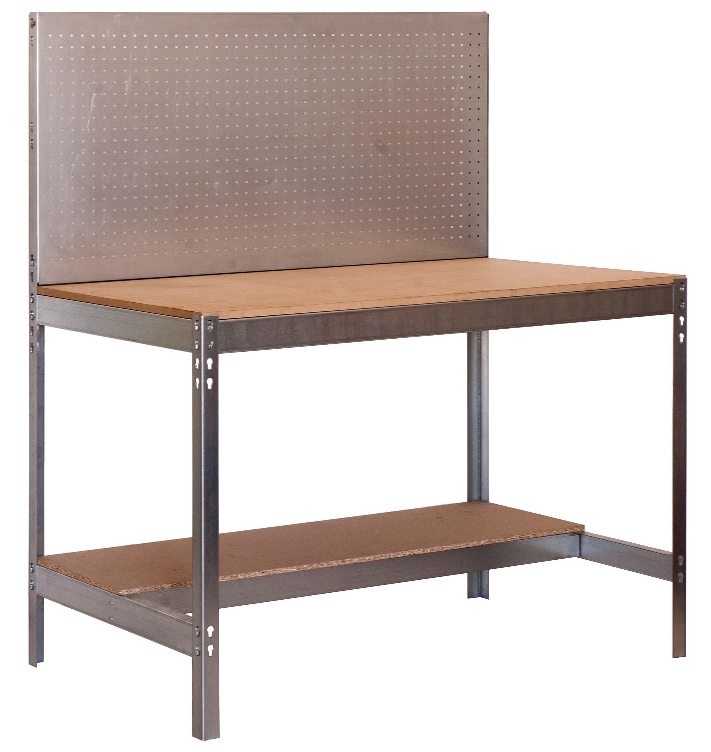 WERKBANK BUFFALO mit Werkzeugwand | HxBxT 84x90x61cm | Traglast 400kg | Verzinkt - Silberfarben, Metall (90/84/61cm) - PROREGAL