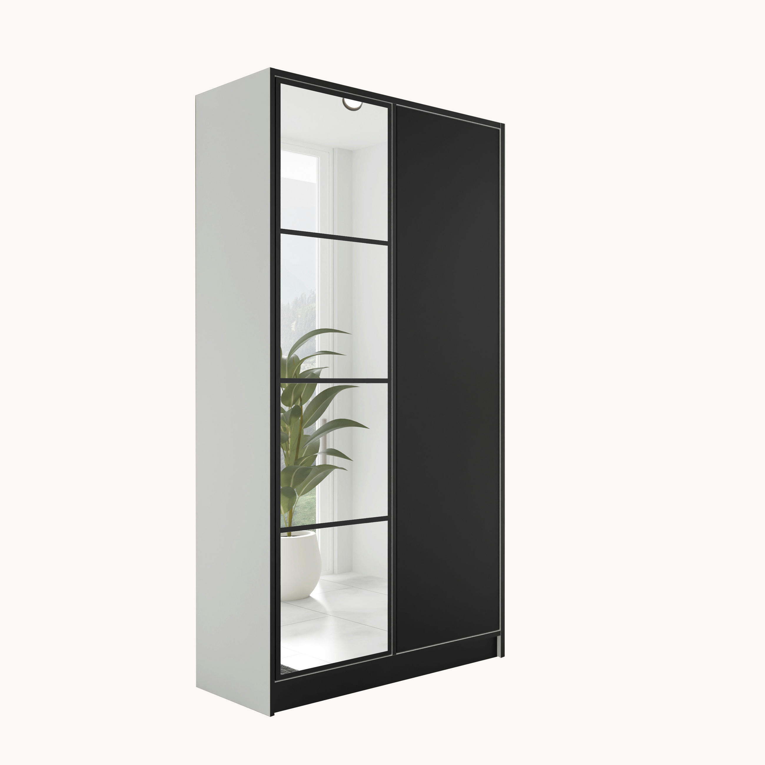 KLEIDERSCHRANK EDEN 2-Türen v4 - 105x205x39 cm - Weiß - Schwarz/Weiß, Holzwerkstoff (105/205/39cm) - Kier Furniture