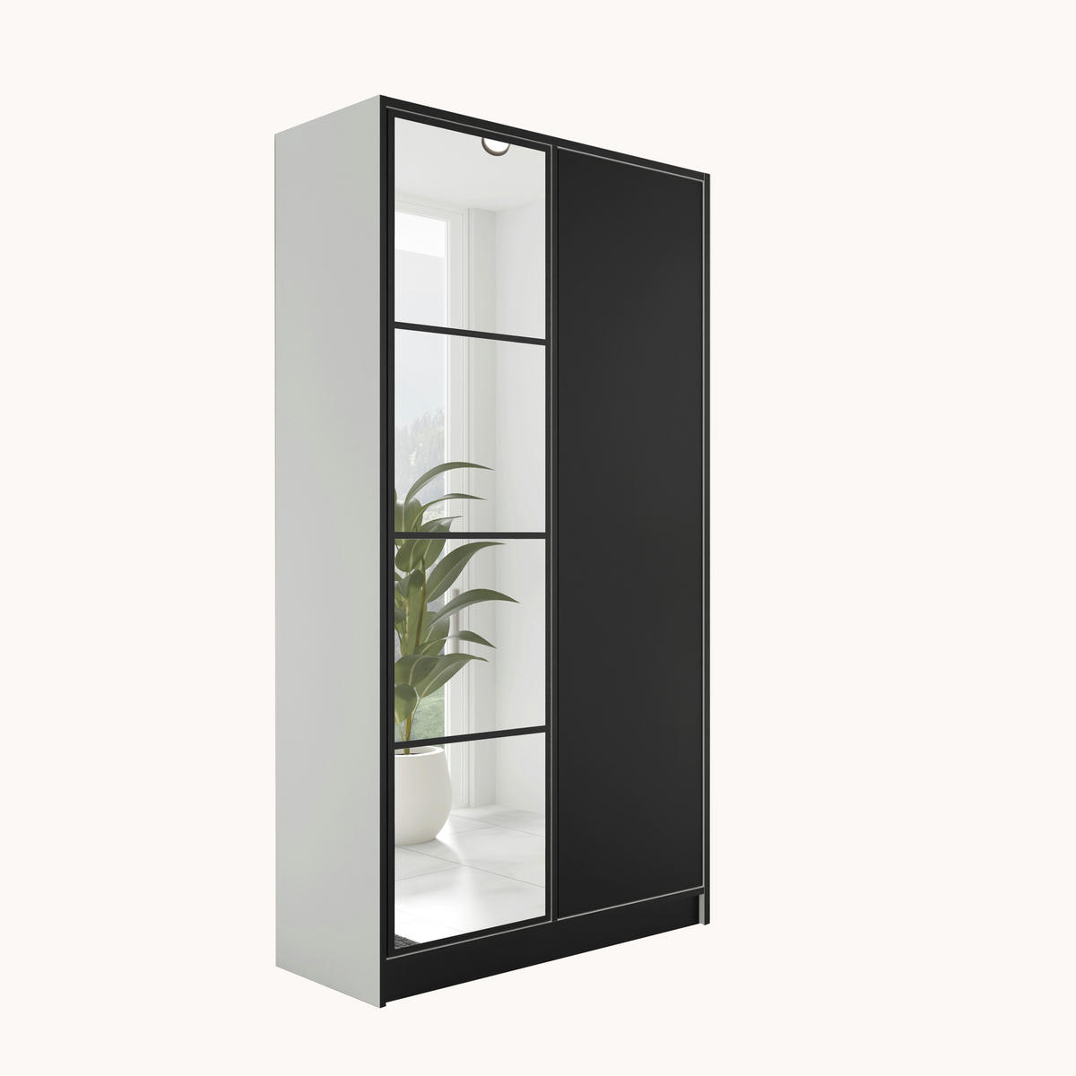 KLEIDERSCHRANK EDEN 2-Türen v4 - 105x205x39 cm - Weiß - Schwarz/Weiß, Holzwerkstoff (105/205/39cm) - Kier Furniture