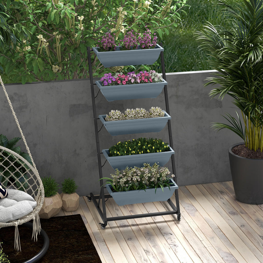 Thumbnail - Outsunny Pflanzenständer,, Schwarz, Metall, 34x66x34 cm, Wohnzimmer, Wohnzimmertische, Blumenständer