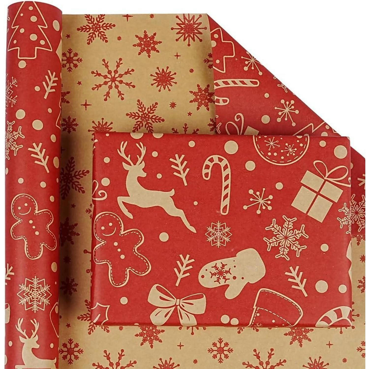 GESCHENKPAPIER Rolle Weihnachten Rot Braun 43 cm x 10 m - Multicolor, Papier (43/0.1/1000cm)