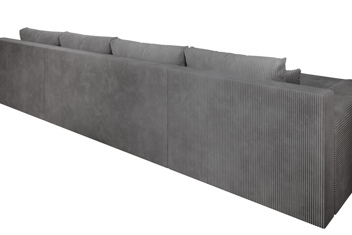 ECKSOFA Credo mit Schlaffunktion und Bettkasten, Couch U-Form, 348x81x185 cm, Dunkelgrau - Dunkelgrau, Holz (348/170cm) - PROMETO Möbel