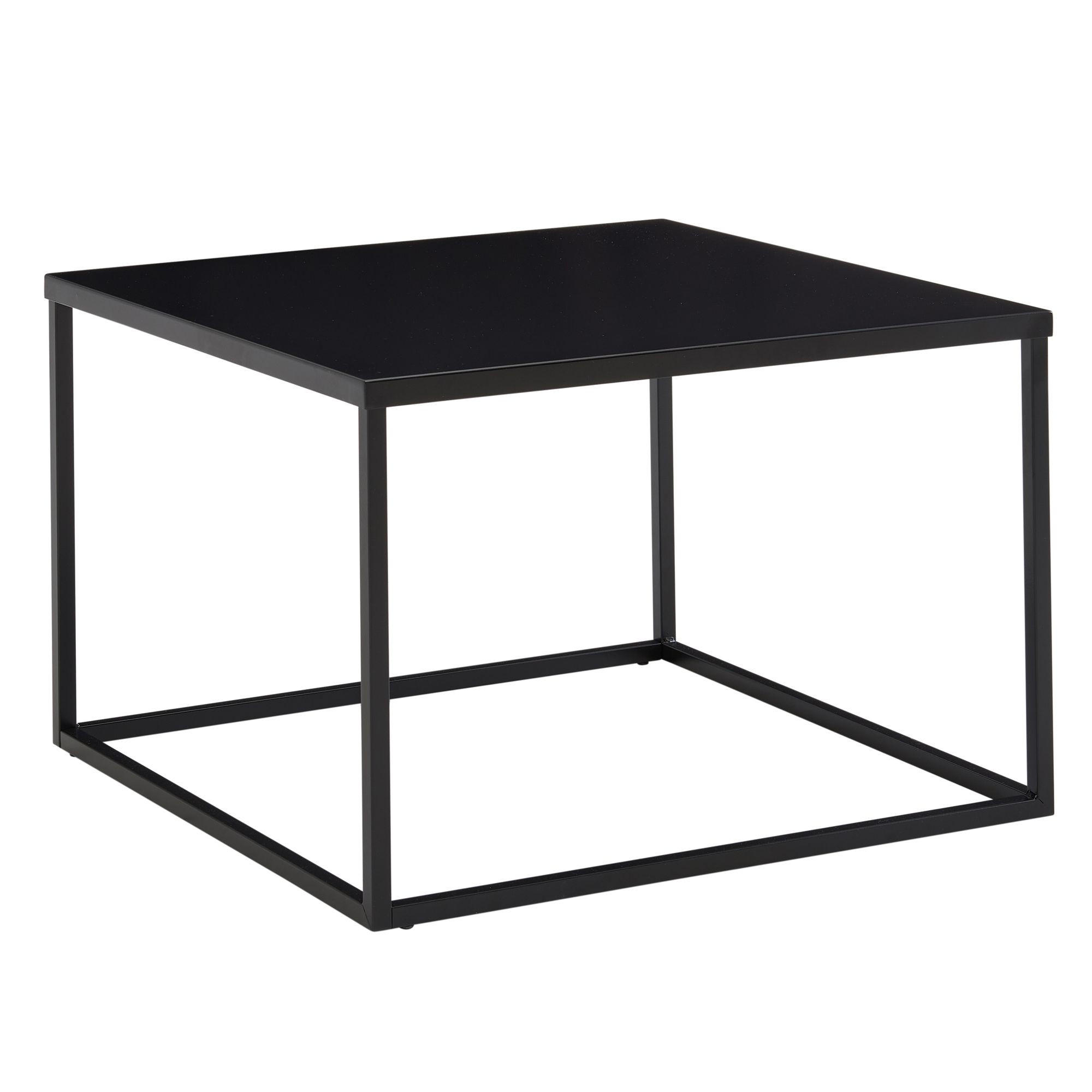 COUCHTISCH quadratisch mit Marmor-Optik, Metallgestell im Industrial-Stil, Schwarz 60x60x45 cm - Schwarz, Metall (60/60/45cm) - KADIMA DESIGN