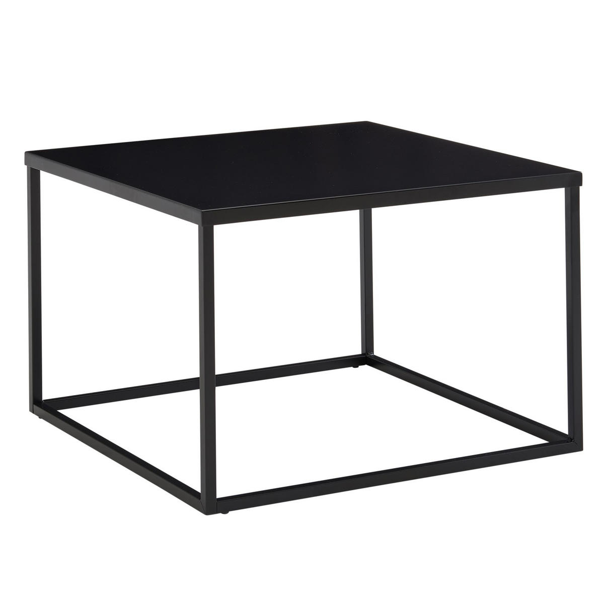COUCHTISCH quadratisch mit Marmor-Optik, Metallgestell im Industrial-Stil, Schwarz 60x60x45 cm - Schwarz, Metall (60/60/45cm) - KADIMA DESIGN
