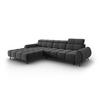 ELEKTRISCHES-ECKSOFA links Alyse aus Samt grau 5 Sitzplätze - Grau, Textil (188/295cm) - Micadoni