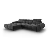 ELEKTRISCHES-ECKSOFA links Alyse aus Samt grau 5 Sitzplätze - Grau, Textil (188/295cm) - Micadoni
