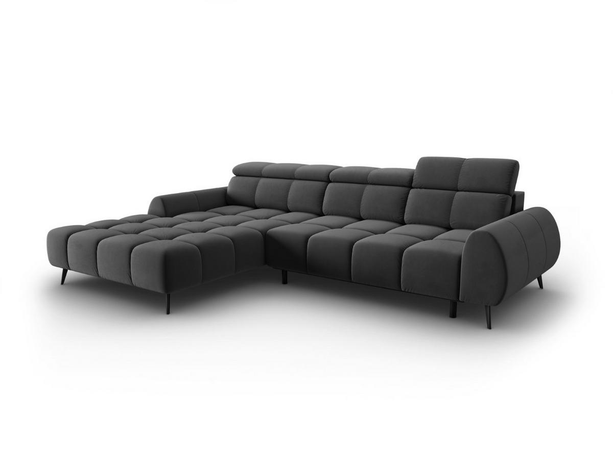 ELEKTRISCHES-ECKSOFA links Alyse aus Samt grau 5 Sitzplätze - Grau, Textil (188/295cm) - Micadoni