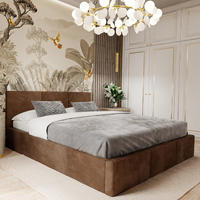 POLSTERBETT mit Stauraum Braun 120x200cm Kopfteil 100cm - Dunkelgelb/Braun, Holzwerkstoff/Textil (120/200cm) - Muralo