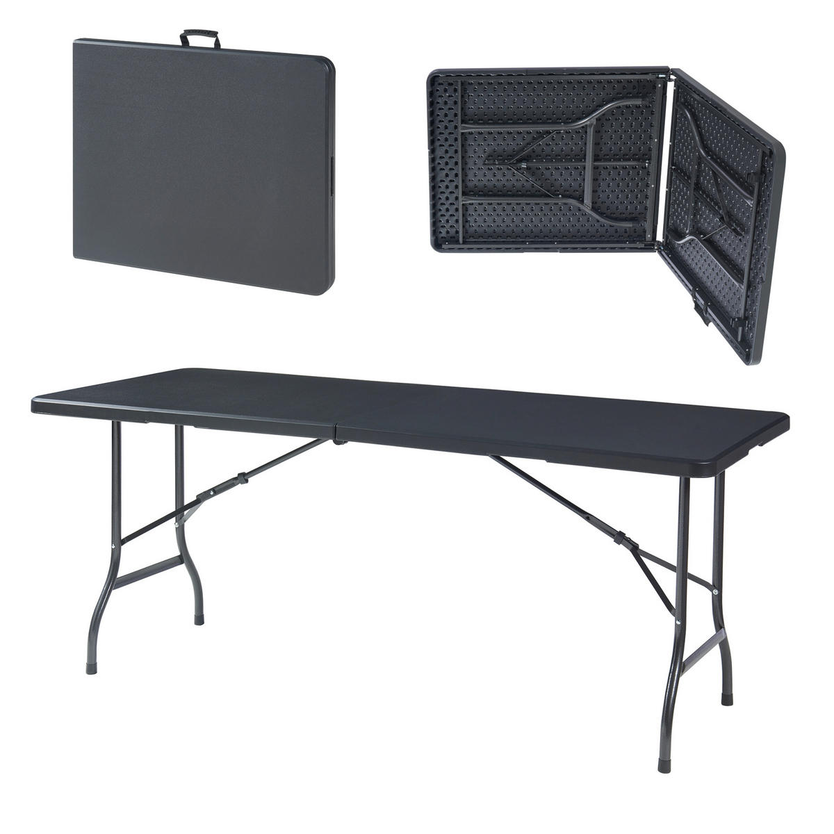 KLAPPTISCH Ljusnarsberg - Schwarz, Kunststoff/Metall (180/75/72cm) - [en.casa]
