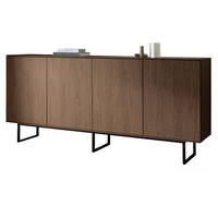 SIDEBOARD in Nussbaum 200 x 90 cm, Kommode mit Push-to-Open - Nussbaumfarben/Schwarz, Holzwerkstoff/Metall (200/90/40cm) - Furn.Design