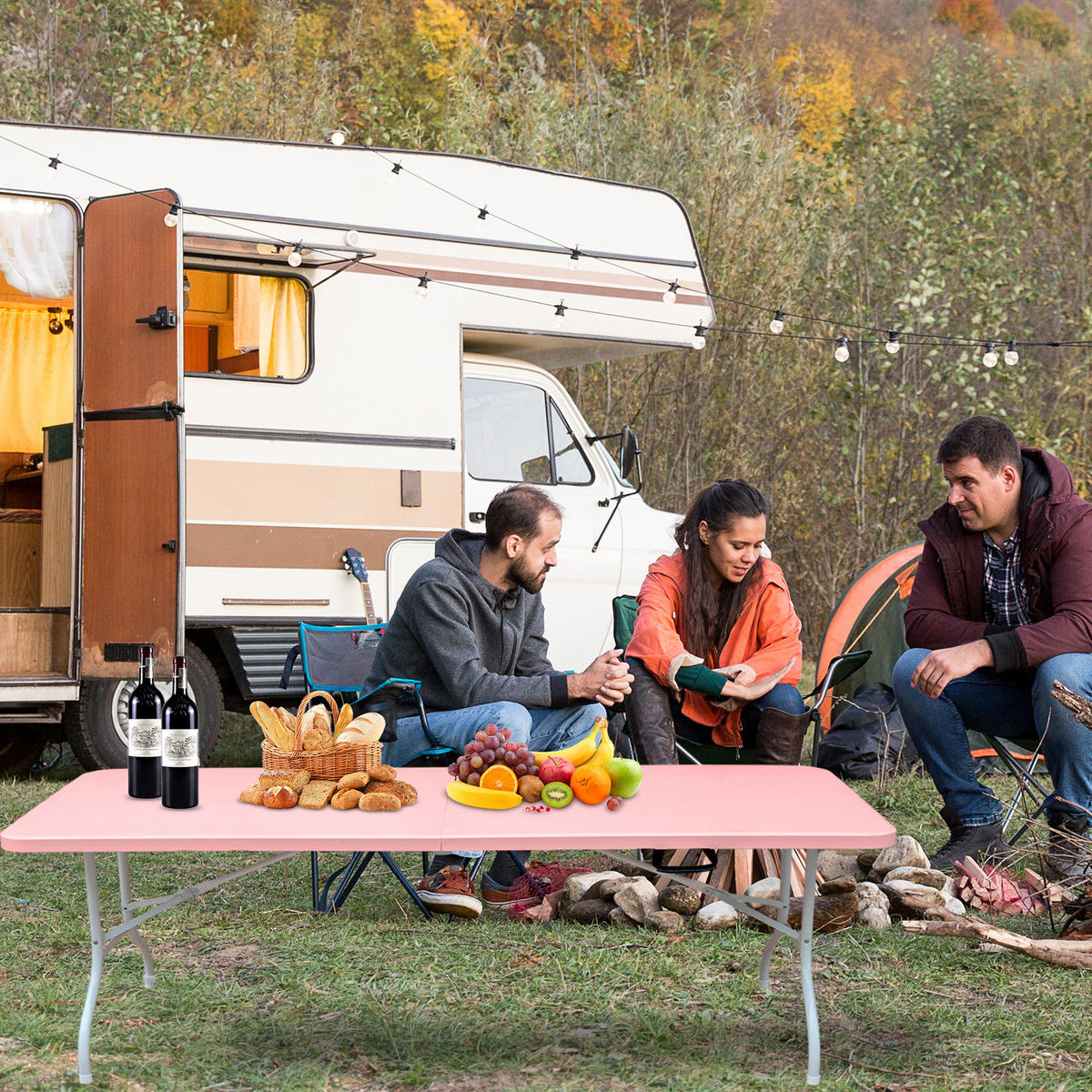 KLAPPTISCH 244 cm Pink - Pink, Kunststoff (243.9/73.6/73.6cm) - ComfortXL