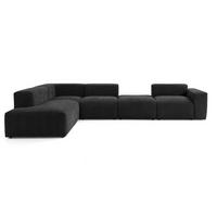 5-SITZER modulares Ecksofa HEAVEN SET 5 Links, Breite 380 cm Webstoff Schwarz - Schwarz, Holz/Kunststoff (380/245cm) - Muffo