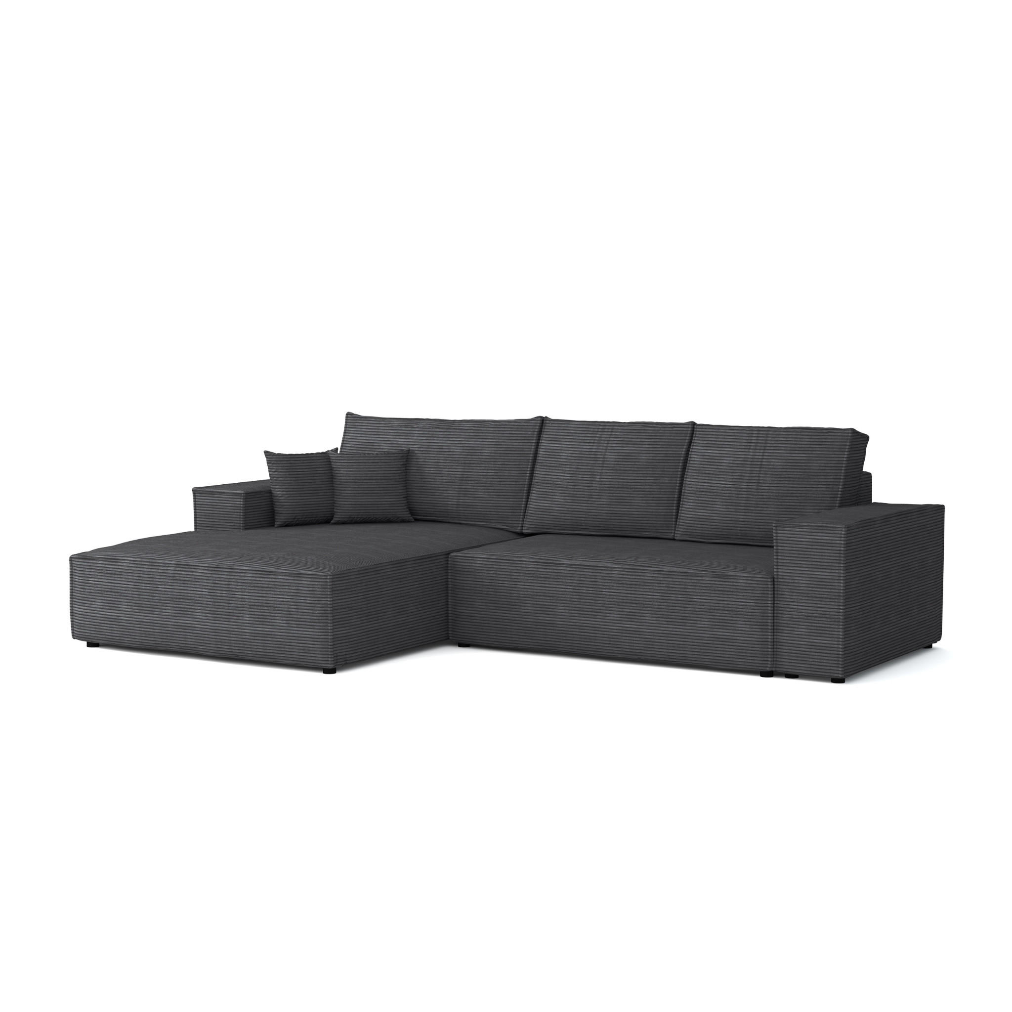 ECKSOFA MARCO 294/185 in Cord Anthrazit mit Schlaffunktion links - Anthrazit, Holz/Holzwerkstoff (294/185cm) - Deine Möbel 24