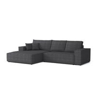 ECKSOFA MARCO 294/185 in Cord Anthrazit mit Schlaffunktion links - Anthrazit, Holz/Holzwerkstoff (294/185cm) - Deine Möbel 24